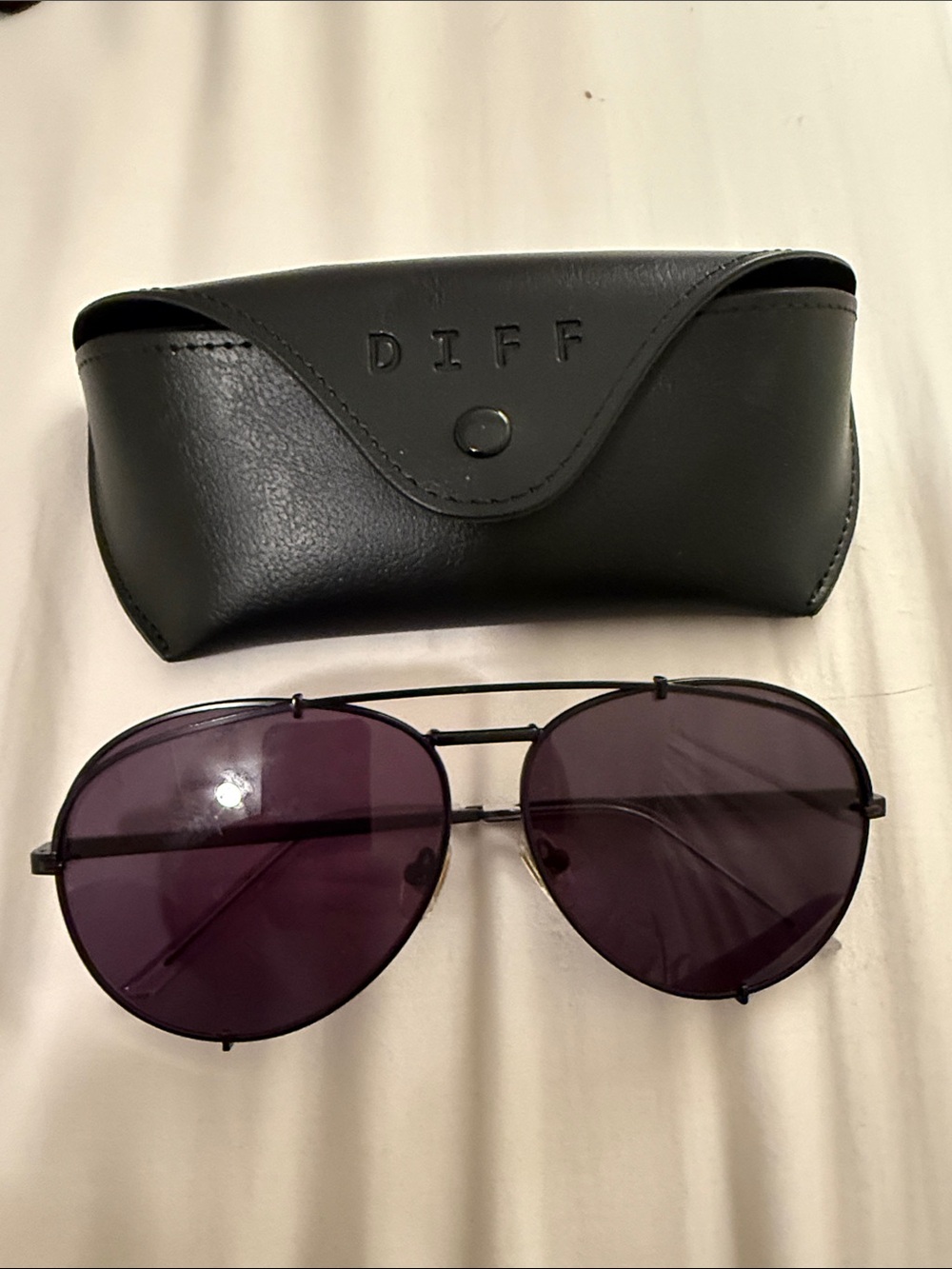 Diff Eyewear Black Lens Aviator Koko Sunglasses with Black Frame and Case